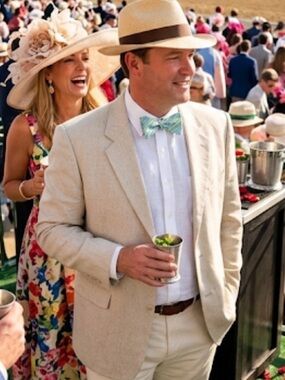 Men's Cream 100% Silk Blazer 46